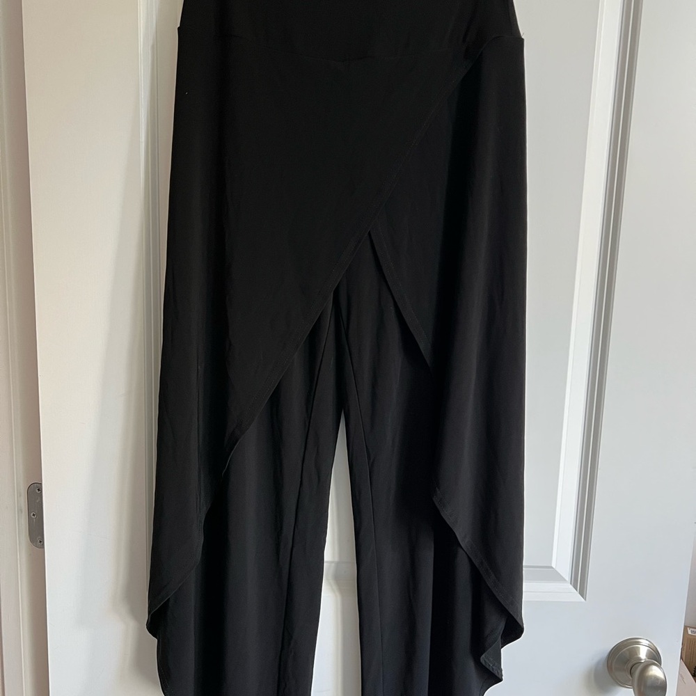 Black Asymmetrical Drape Pants